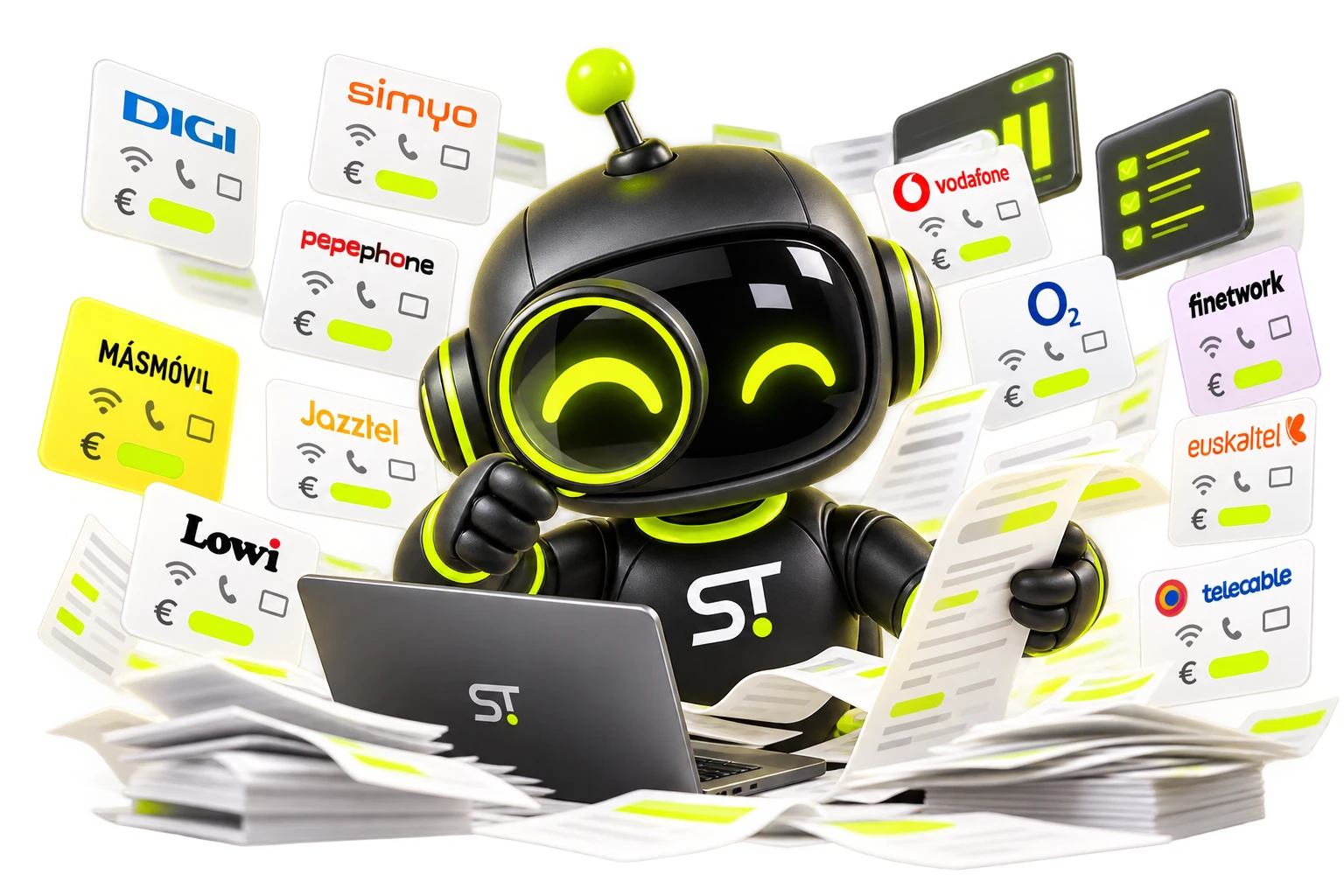Mascota Surestelecom analizando tarifas